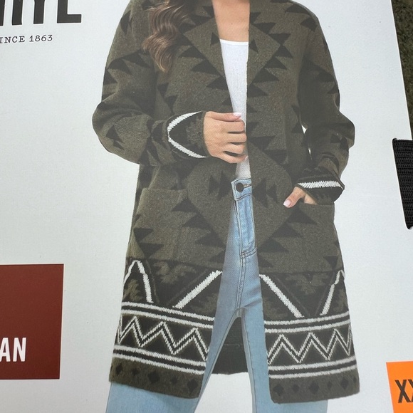 FRYE Green Jacquard Patterned Cardigan Sweater Women’s XXL NWT NEW - Picture 10 of 14